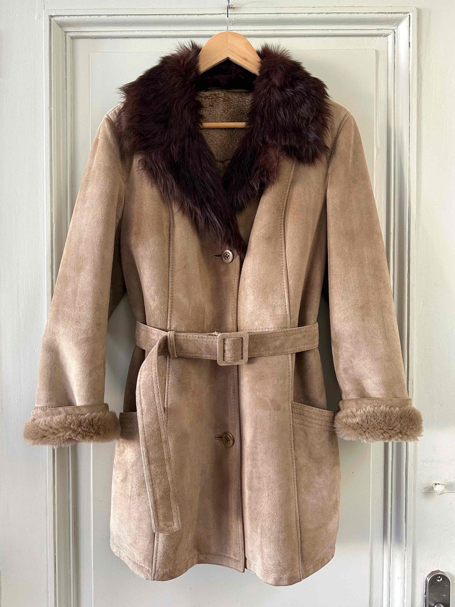 Wool-lined leather coat