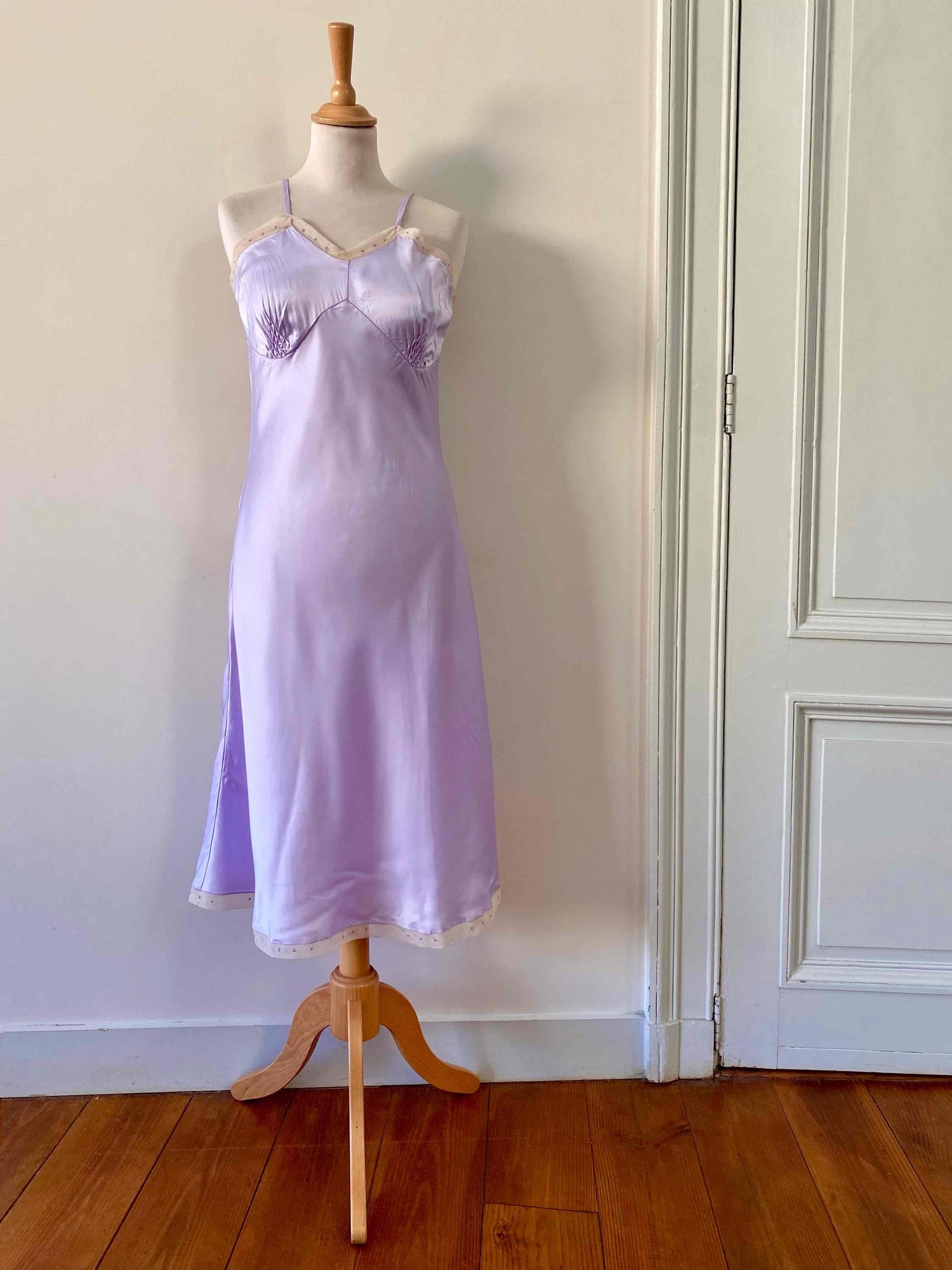 Lilac satin nightgown