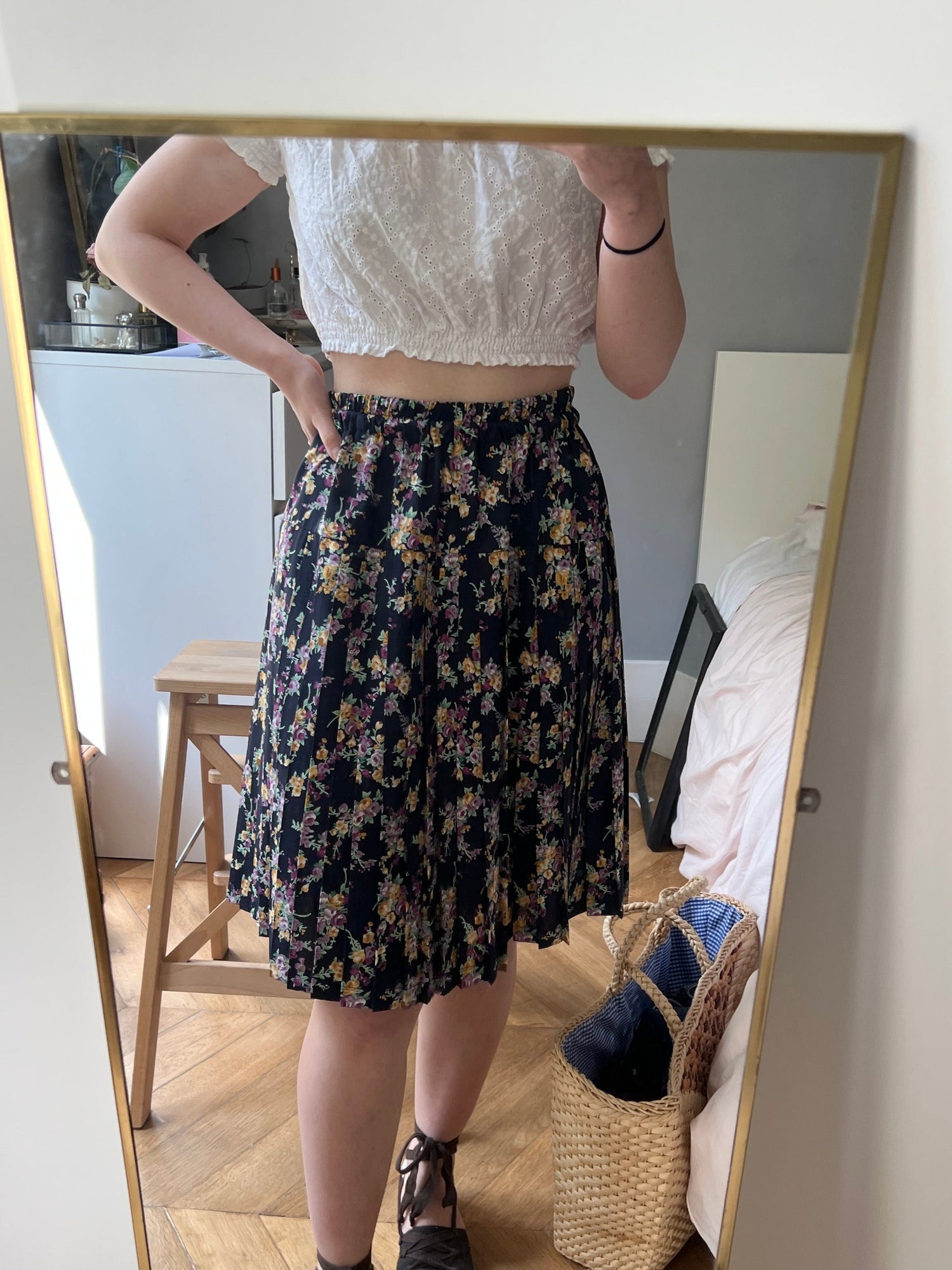 Jupe midi à fleurs
