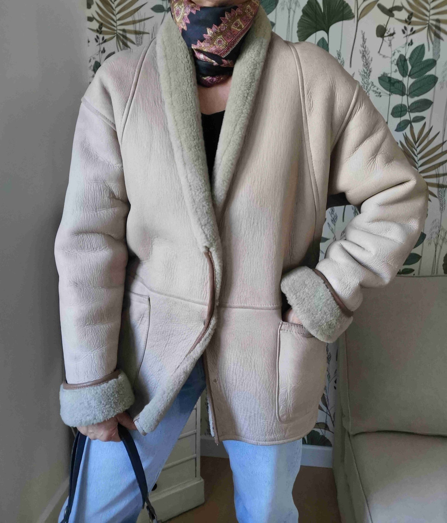 Wool-lined leather coat