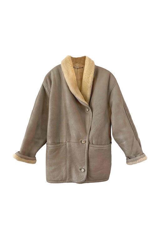 Wool-lined leather coat