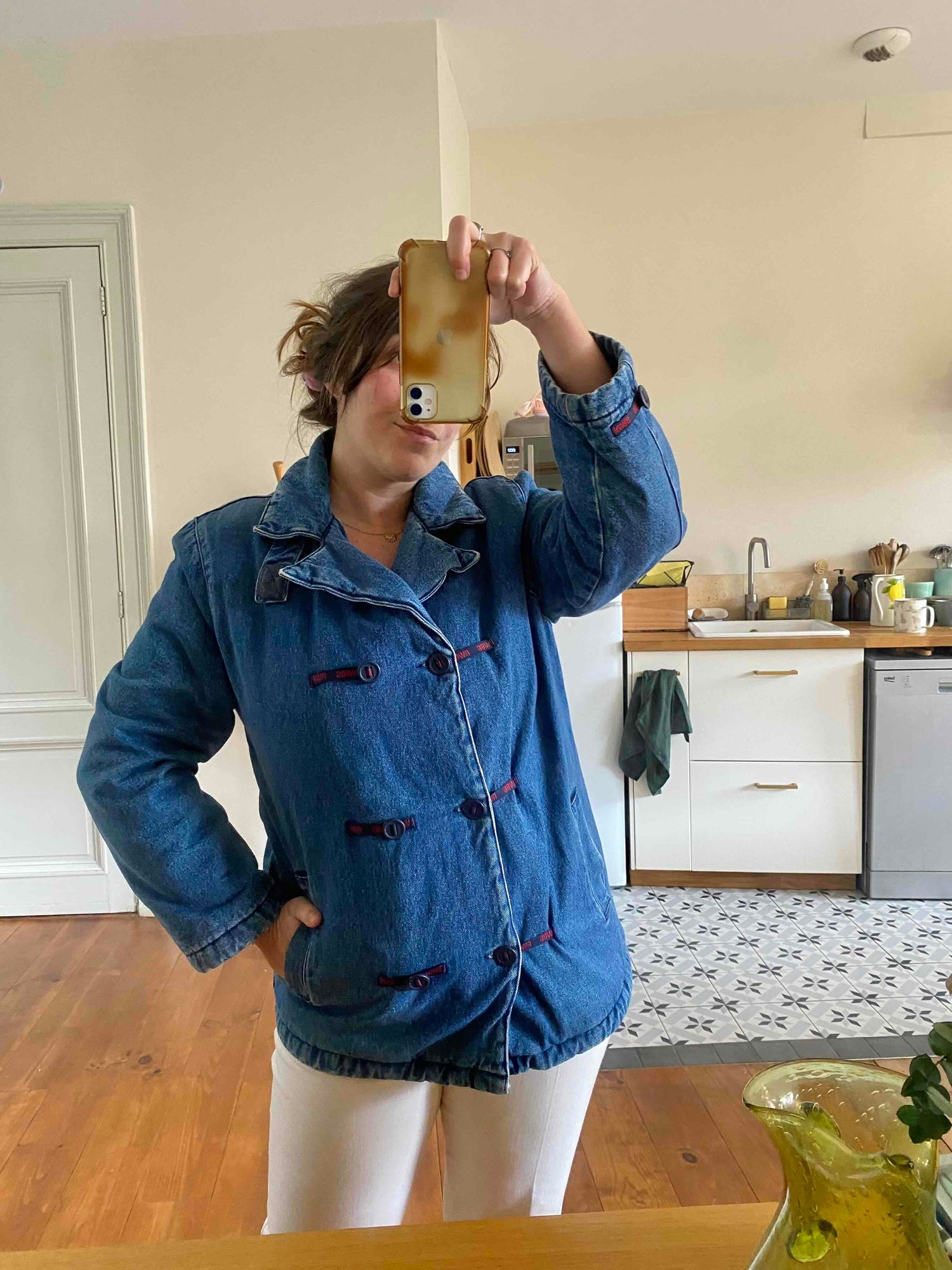 Blouson en jean fourré