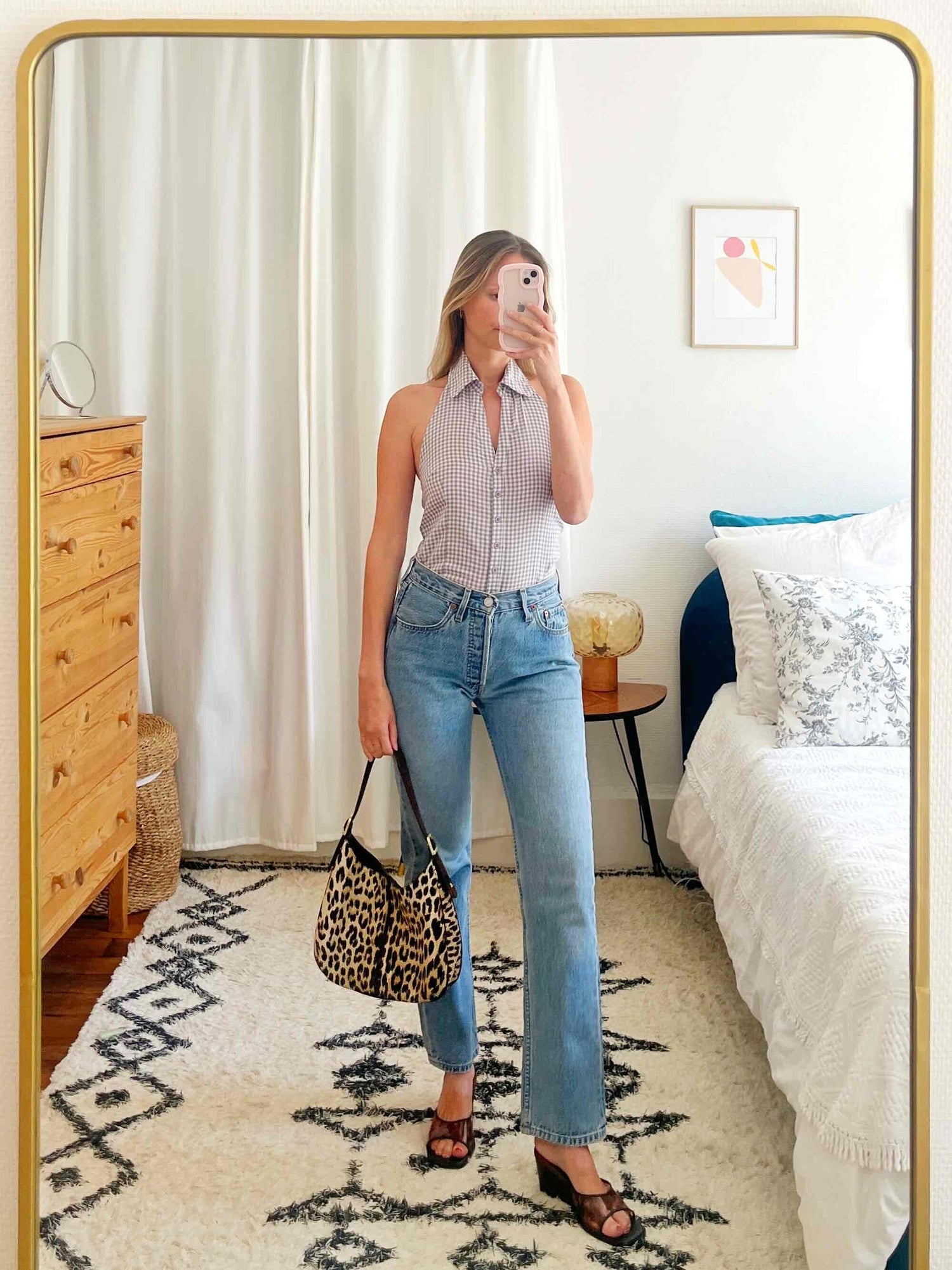 Vichy backless swimsuit