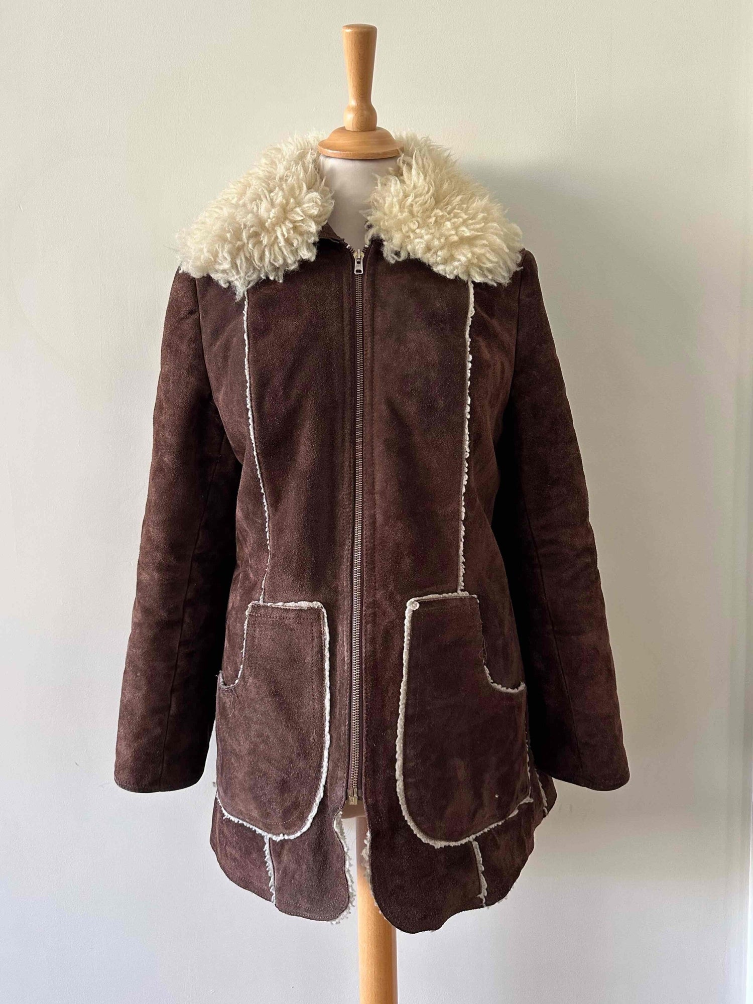 Wool-lined leather coat