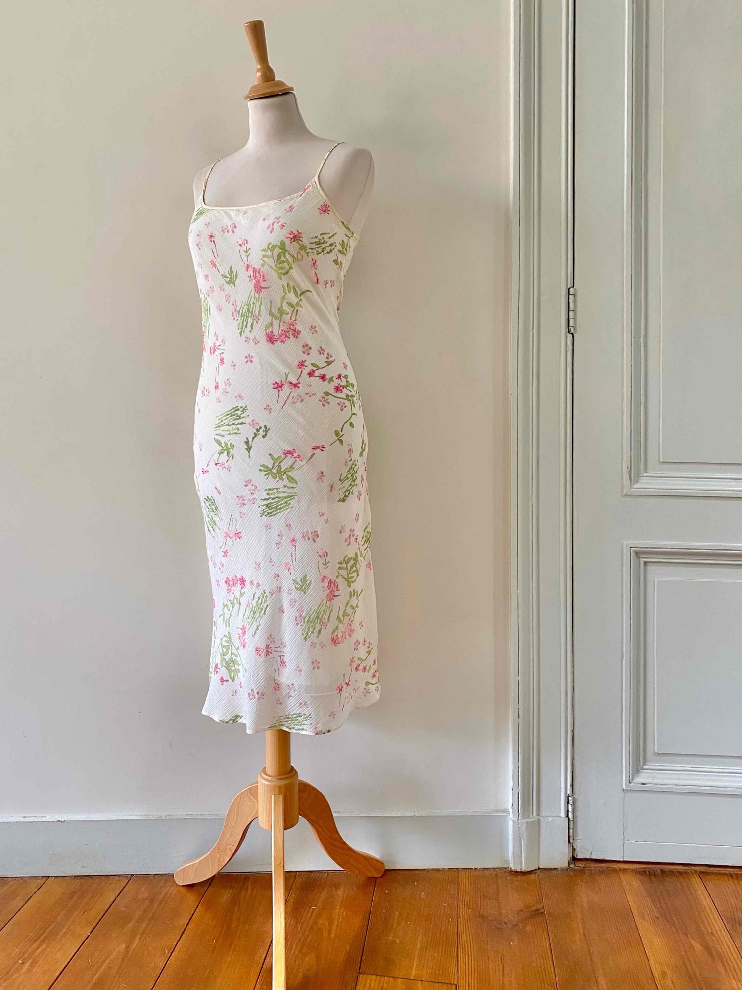 Floral dress in silk and cotton
