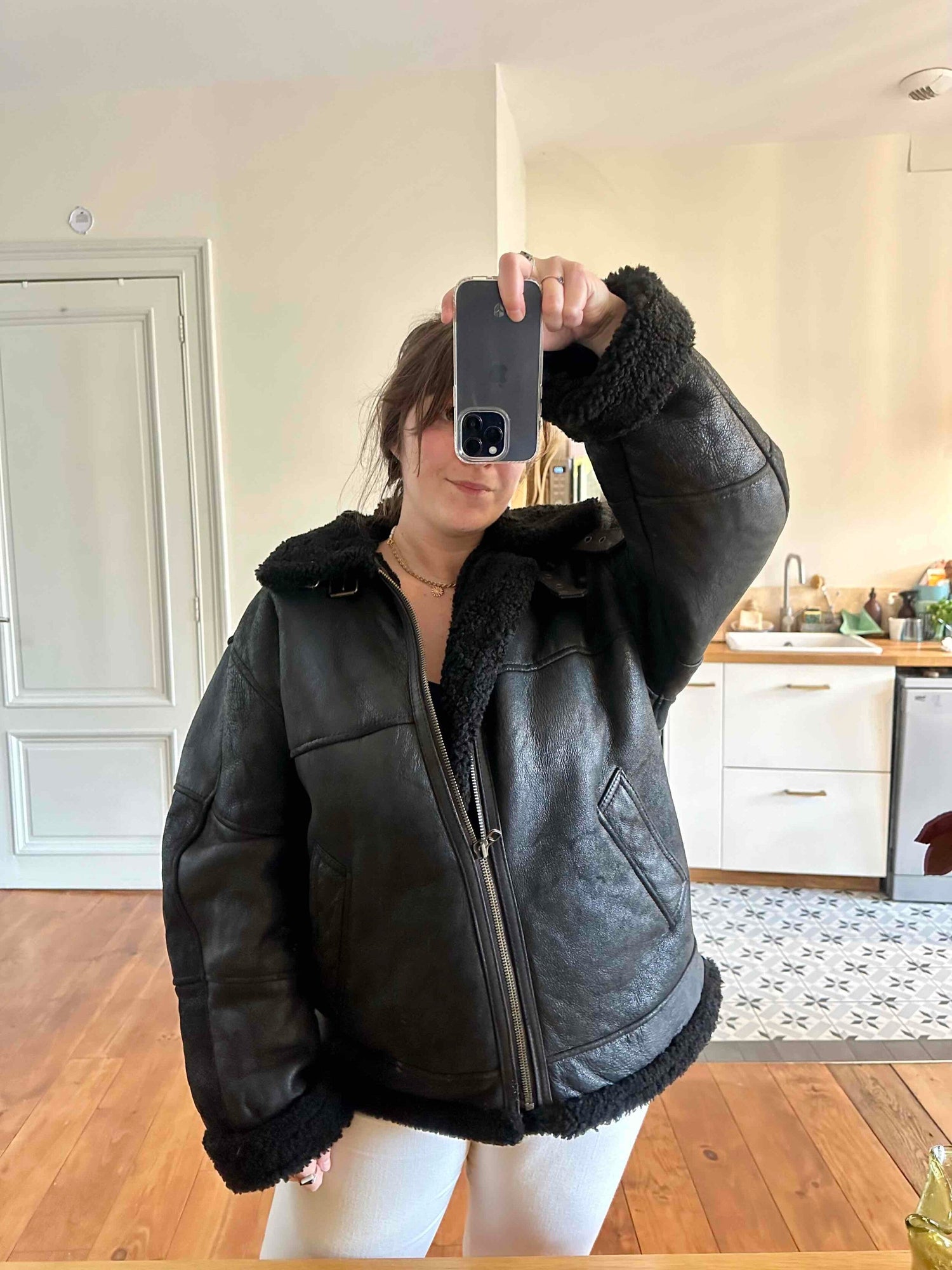 Wool-lined bomber jacket