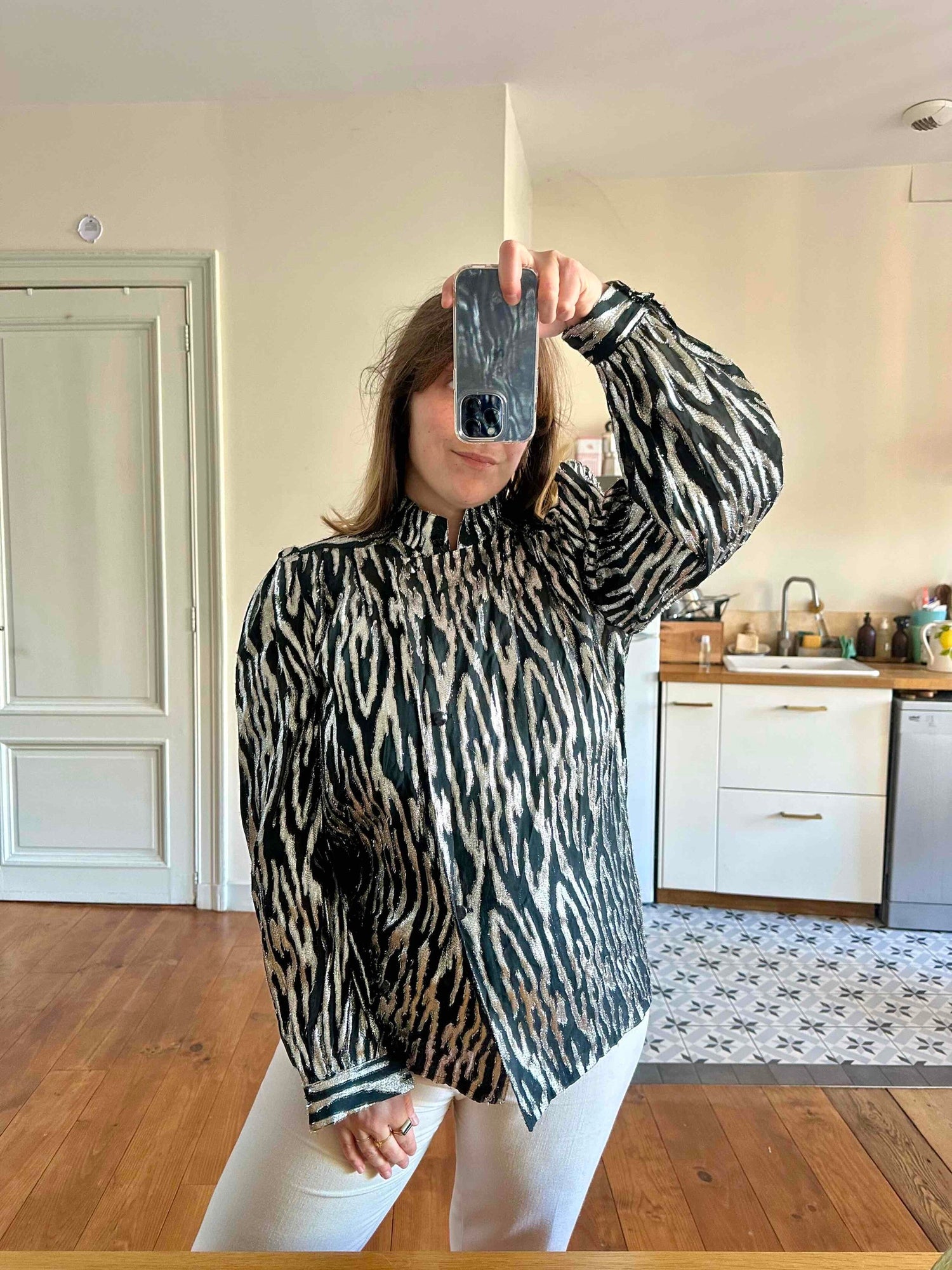 Lurex zebra print blouse