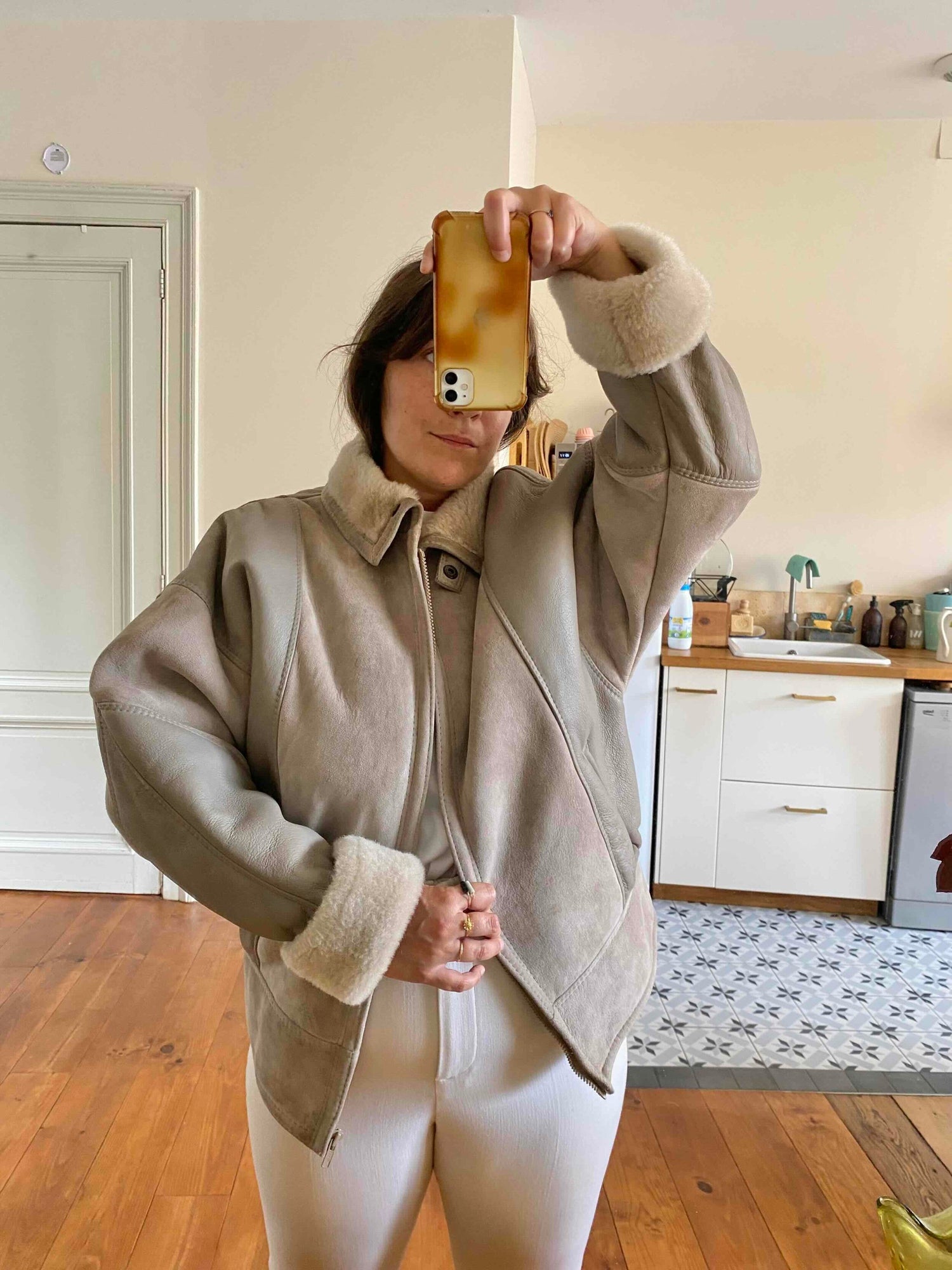 Bombardier with wool lining