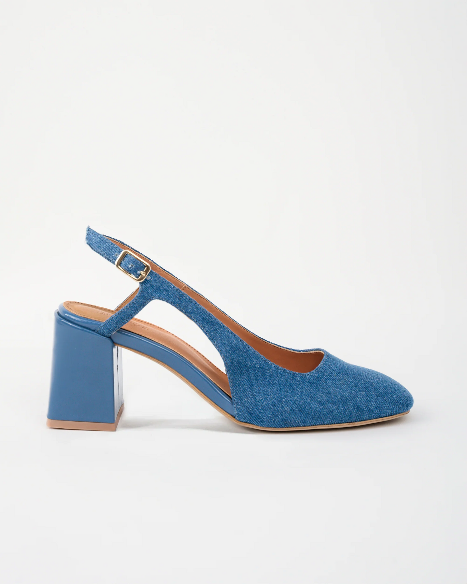 fernando slingbacks escarpins à talon en jean denim cuir bleu marine 