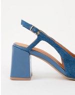 fernando slingbacks escarpins à talon en jean denim cuir bleu marine 