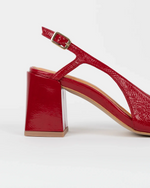 Les slingbacks escarpins en cuir vernis rouge à talon pour femmes. Confortables et élégantes
