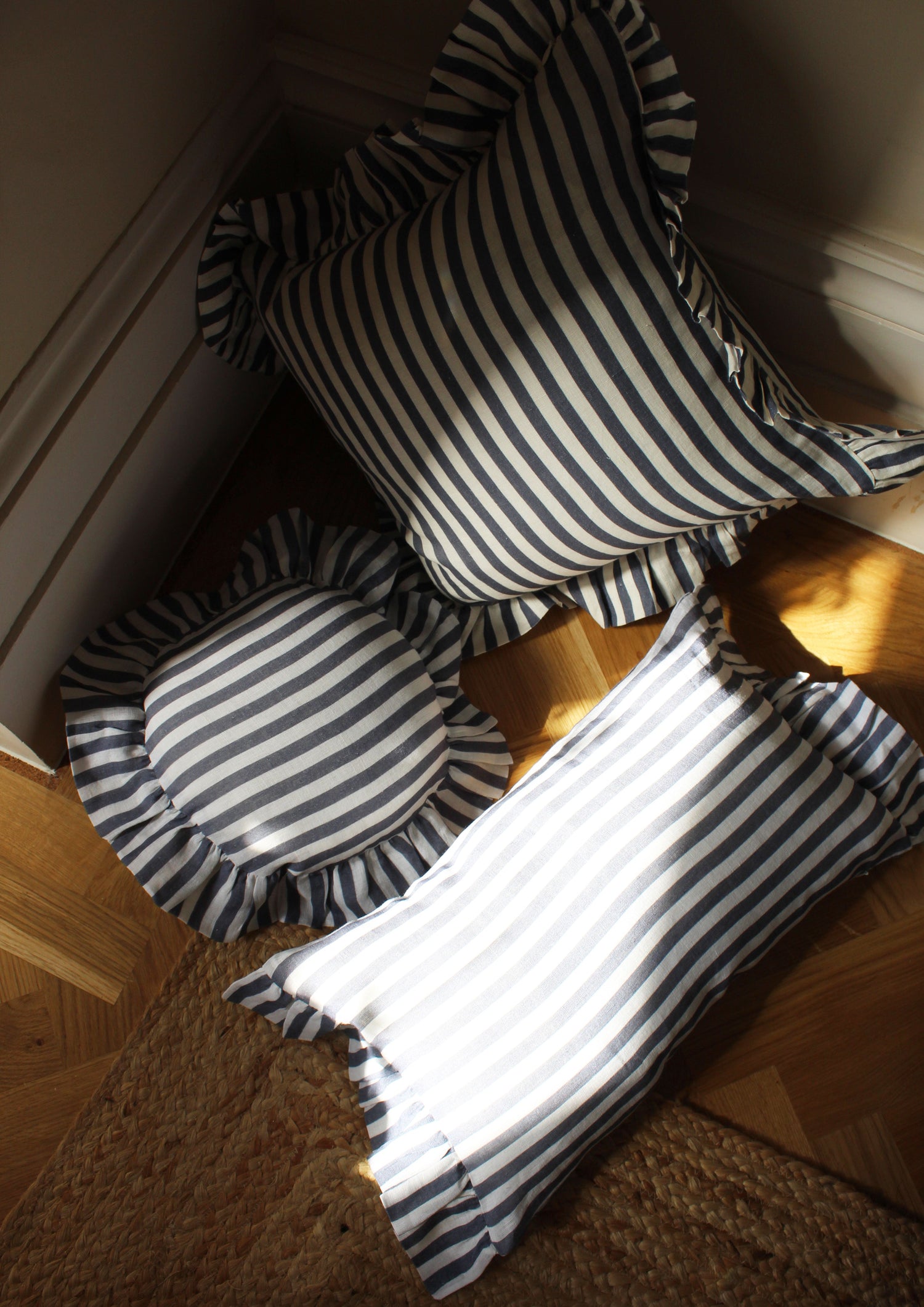 Folkstone Blue Candy Stripe Rectangle Cushion Cover