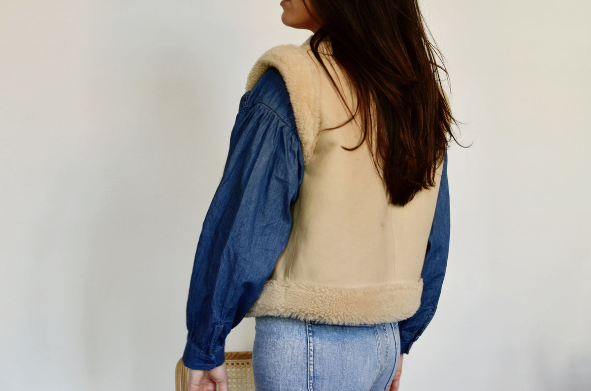 gilet peau lainée dos