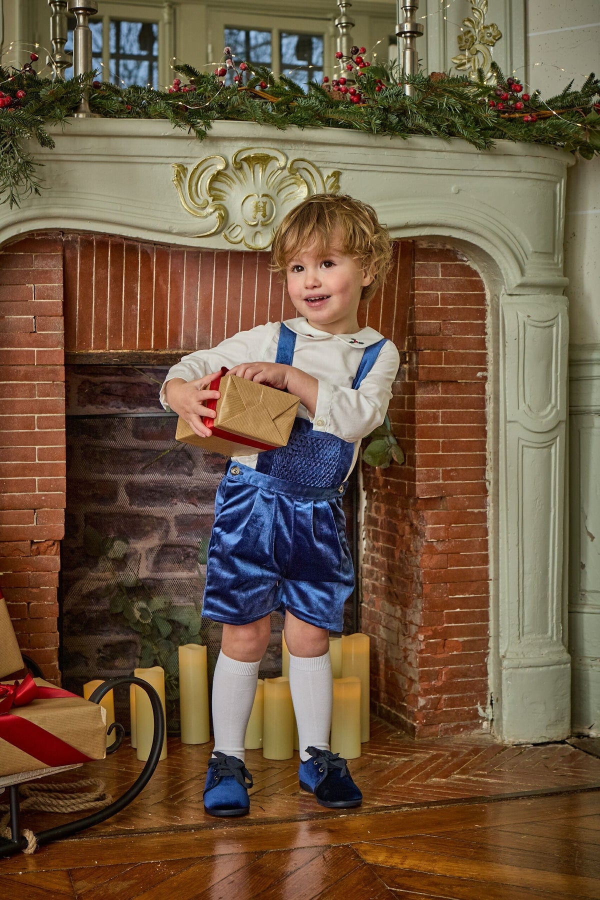 Harry, blouse en twill blanc cassé, broderie houx