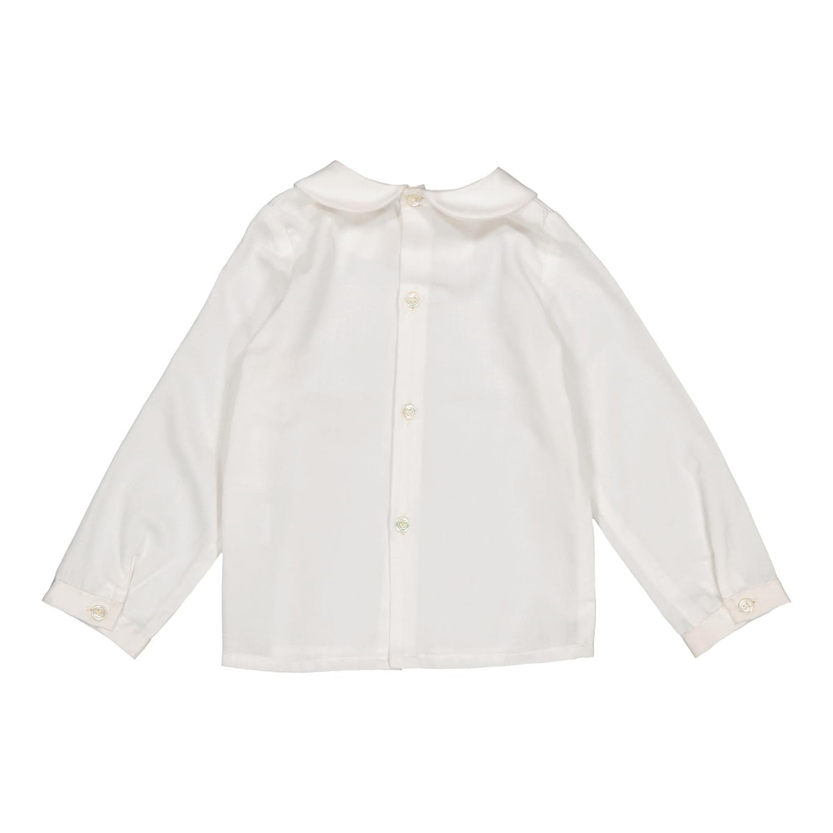 Harry, chemisier en sergé blanc bio avec broderies sapins verts