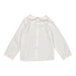 Harry, chemisier en sergé blanc bio avec broderies sapins verts