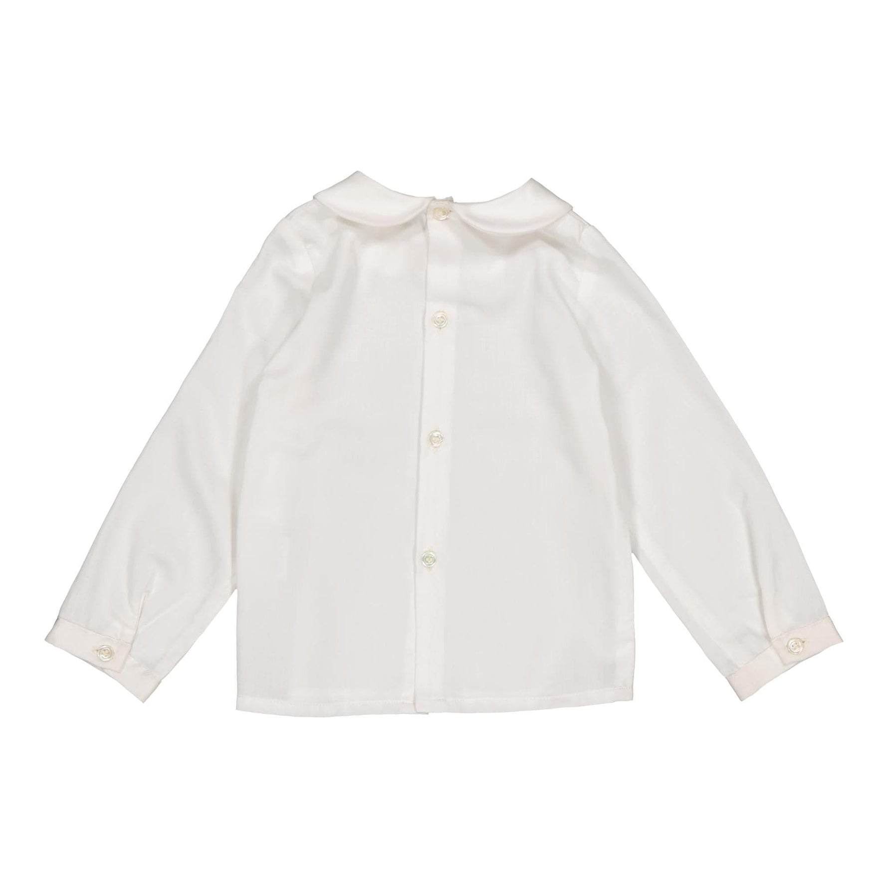 Harry, chemisier en sergé blanc bio avec broderies sapins verts