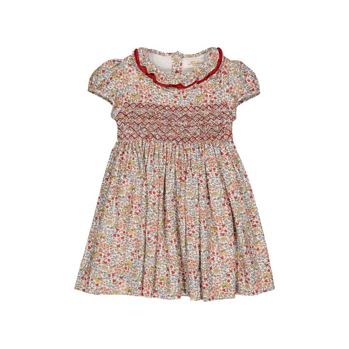 Hars, robe à smocks en imprimé hivernal multicolore