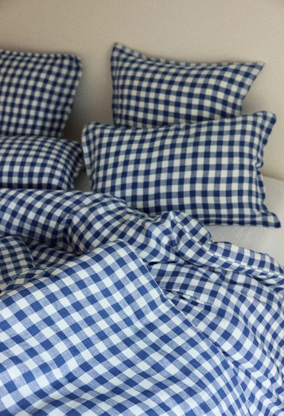 Housse De Couette En Lin Lavé Vichy Xl Bleu 260 X 240 Cm