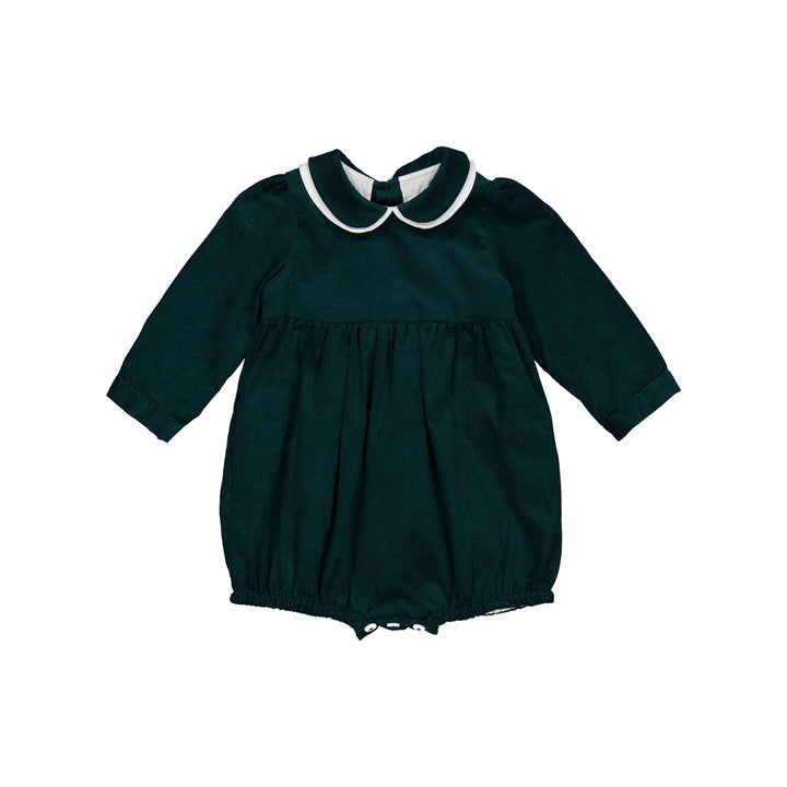 Lawrence, barboteuse en velours côtelé vert pin