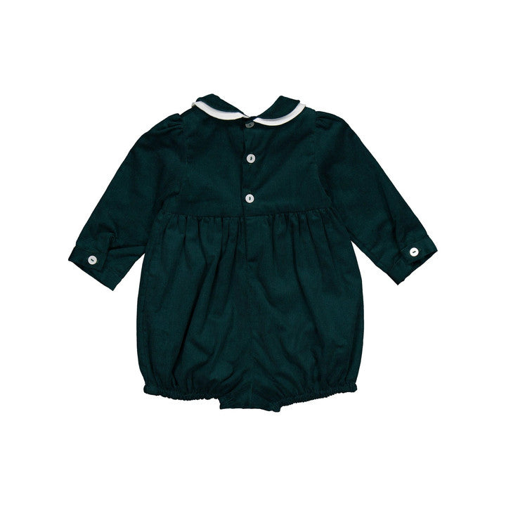 Lawrence, barboteuse en velours côtelé vert pin