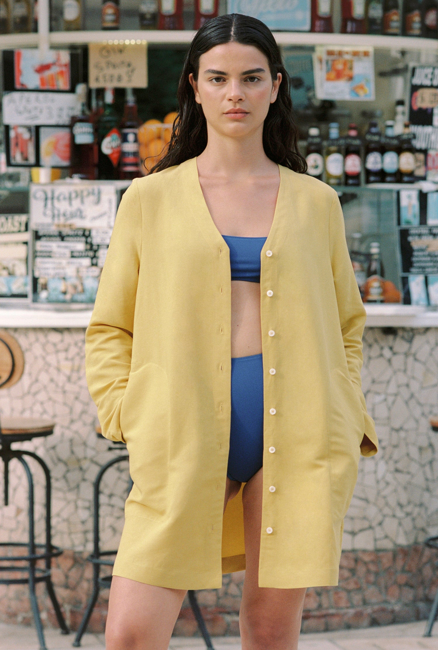 Robe Midi Boutonnée Yellow