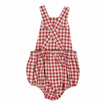 Loan, romper, in Large red gingham twill