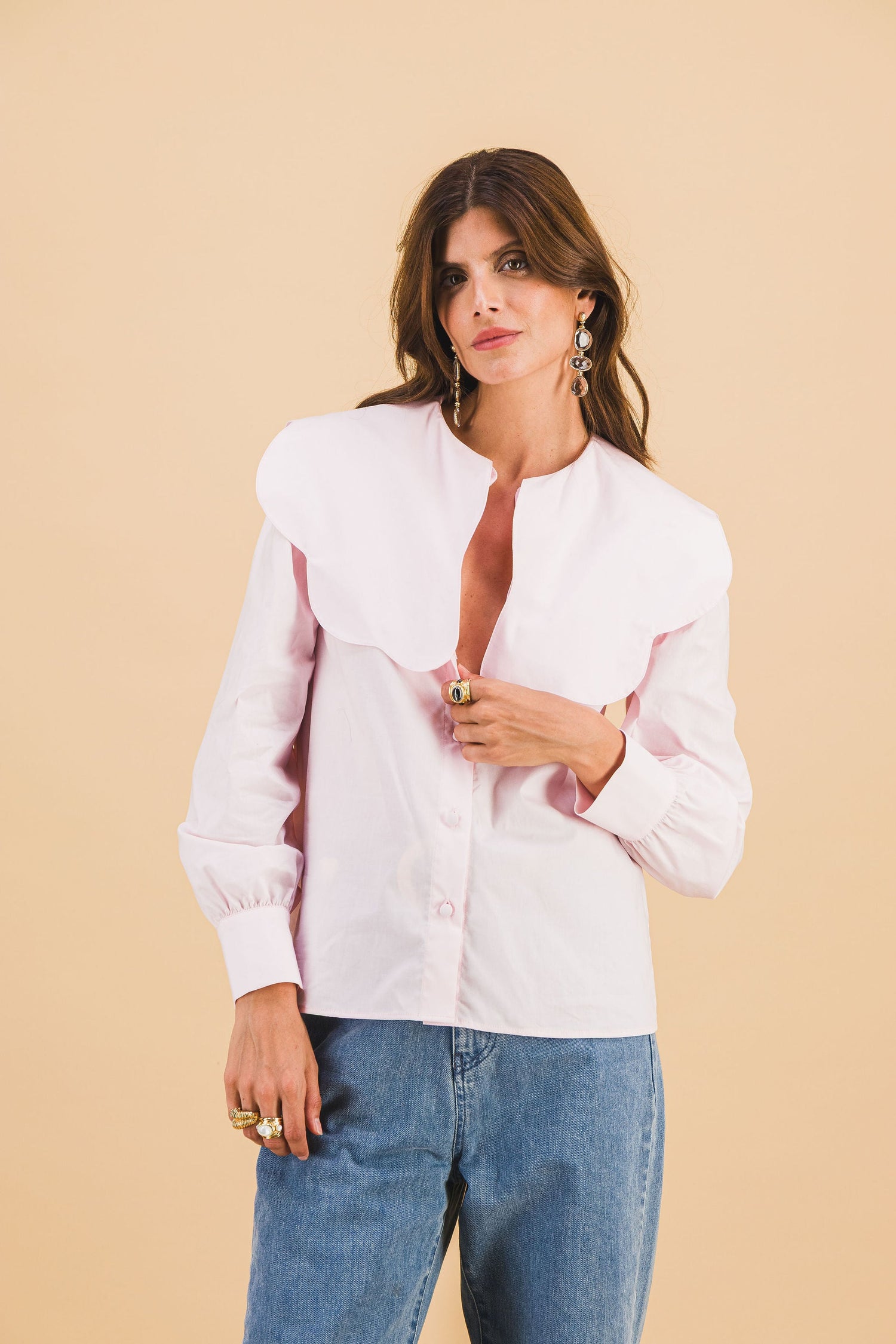 Chemise Col Rose Pâle