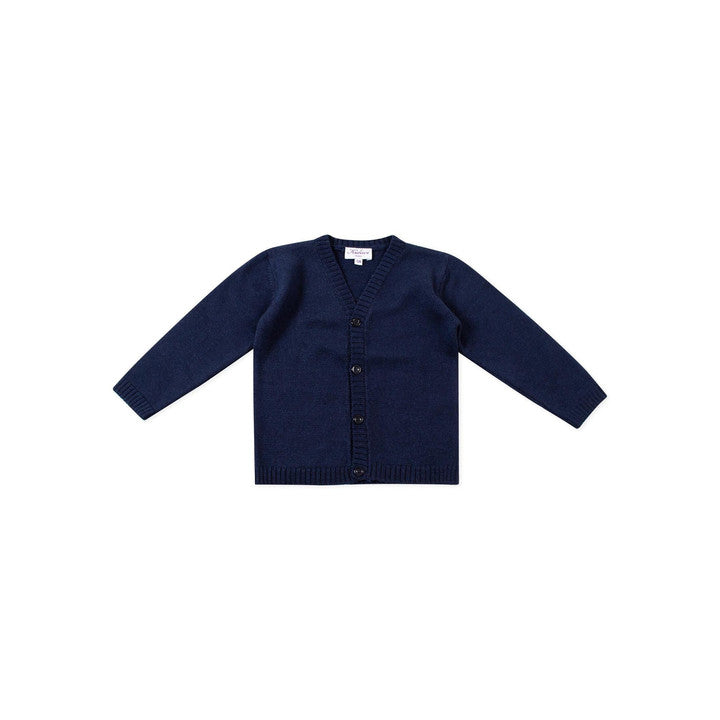 Lucas, Gilet garçon col V 100% laine mérinos, Marine