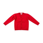 Lucas, Gilet garçon col V 100% laine mérinos, Rouge - Lucas, V neck boy cardigan  100% merinos wool, Red