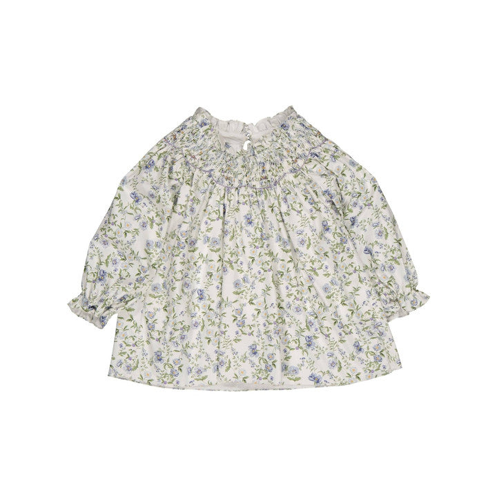 Maëline, Blouse imprimé romantique avec des fleurs bleues