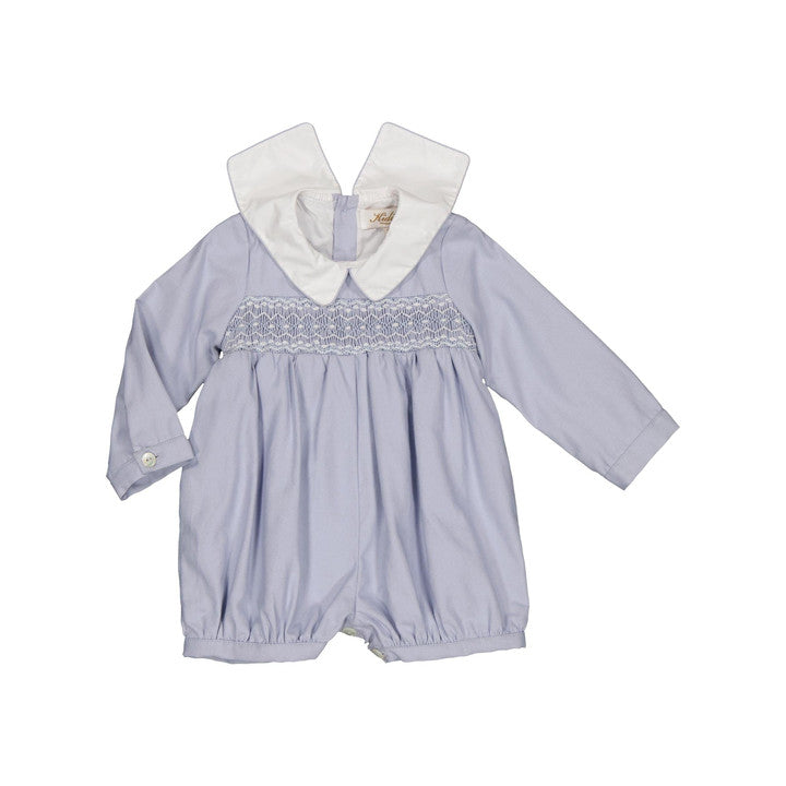 Mathis, barboteuse en coton biologique bleu arctique