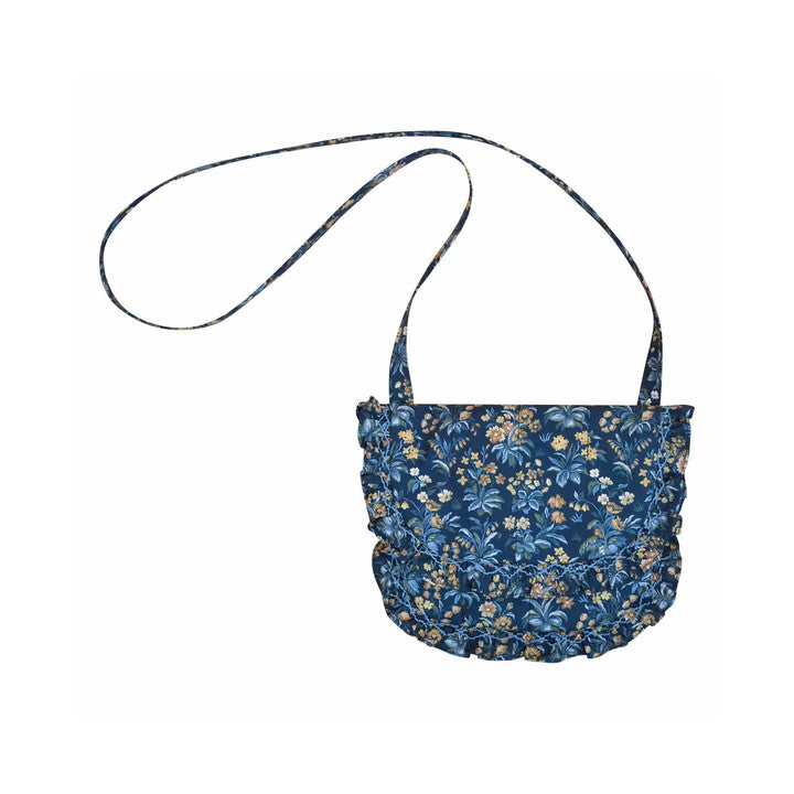 Mimosa, sac bandoulière brodé, à petits volants smockés (19x16cm), en Liberty of London