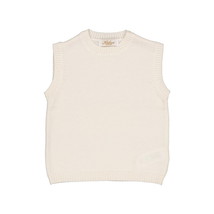 Morgan, pull sans manches 100% laine en Latte