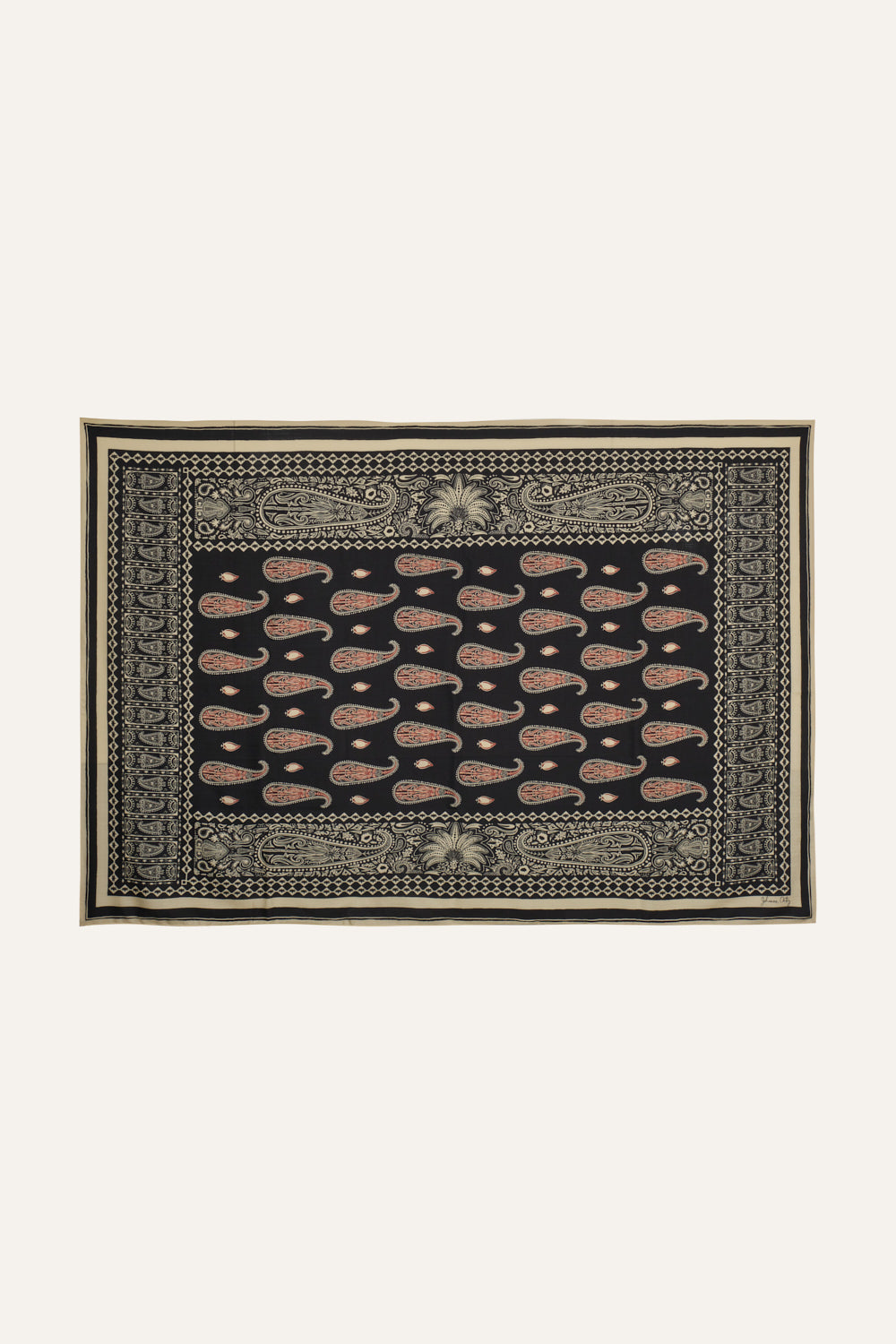 Mosaic Paisley Shawl in Black - Johanna Ortiz