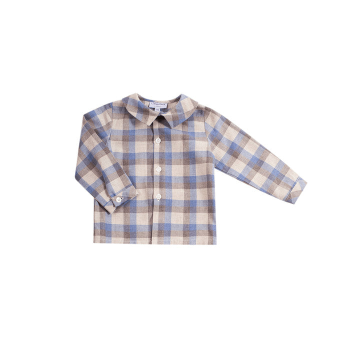 Noam, chemise avec col mac milan en tartan bleu