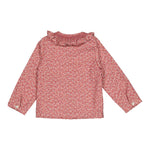 Nour, Girl blouse, in Ditsy red print