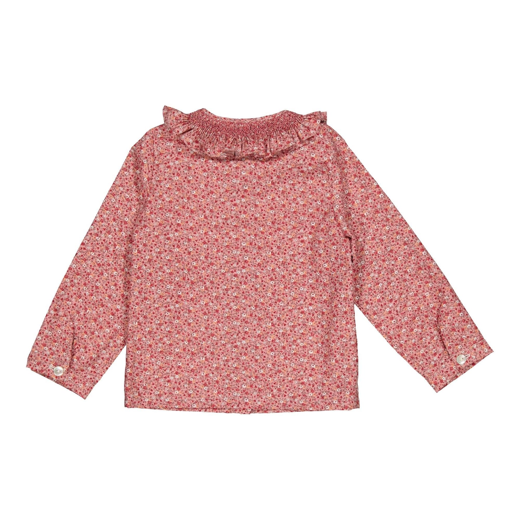 Nour, Girl blouse, in Ditsy red print