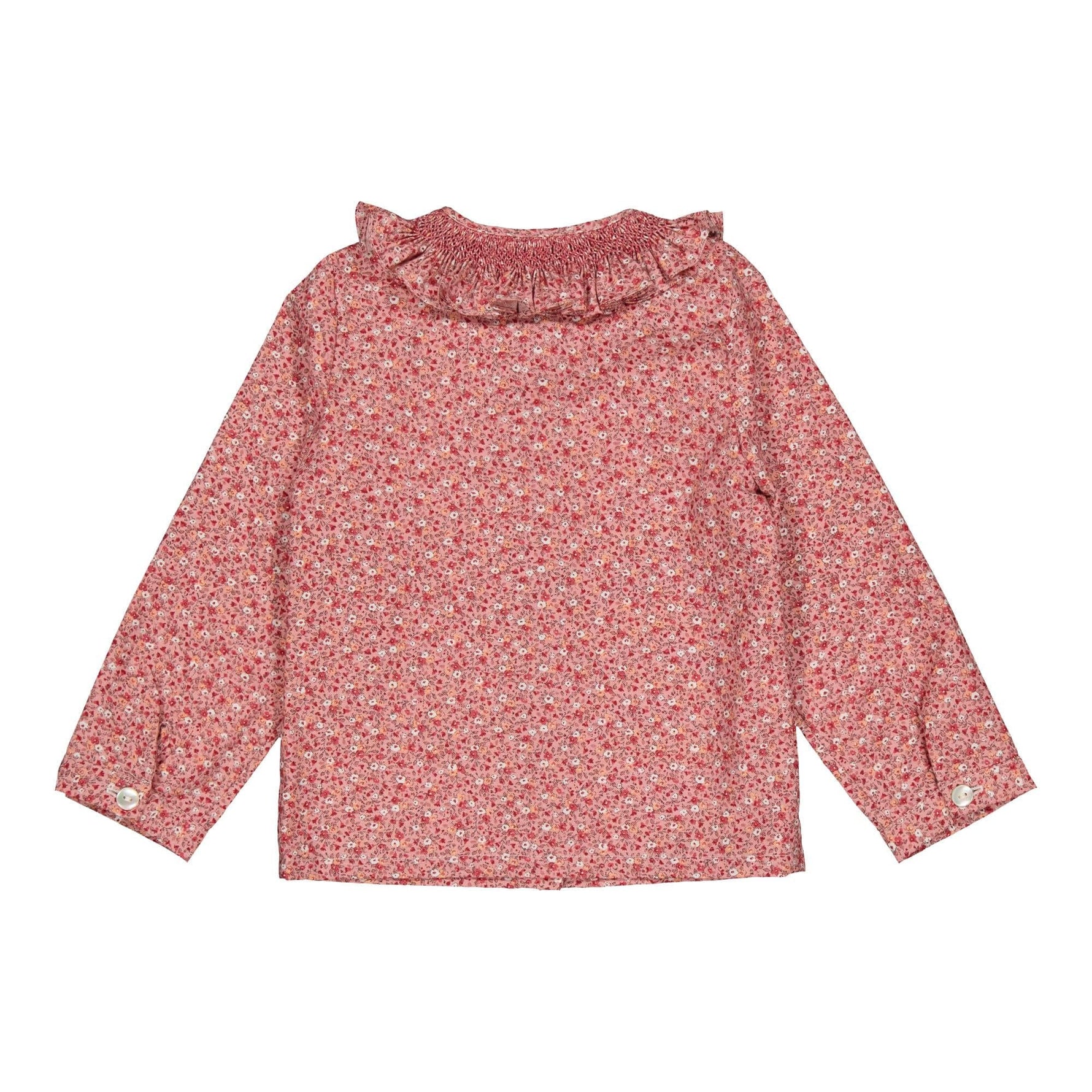 Nour, Girl blouse, in Ditsy red print