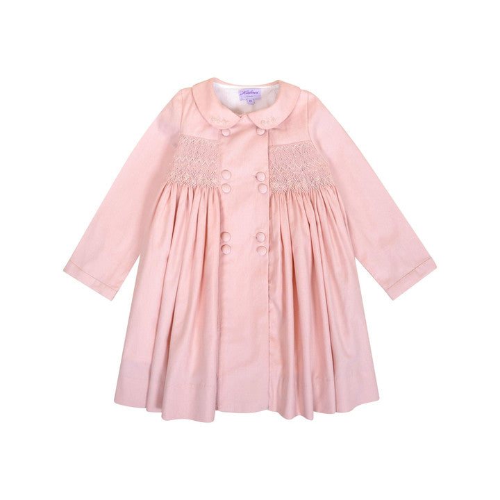 Oriana, Robe smockée, en sergé de coton biologique rose