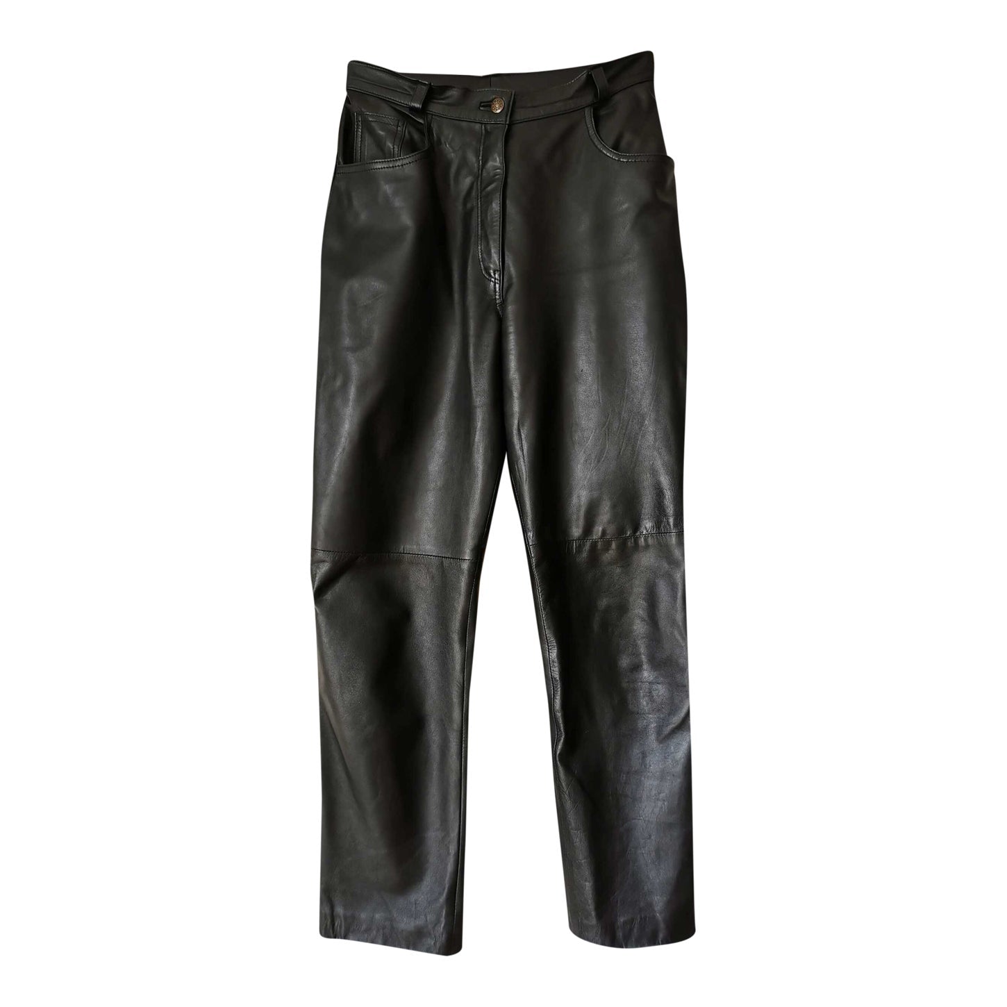 Pantalon droit en cuir