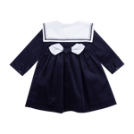 Paola, Robe en velours milleraie marine