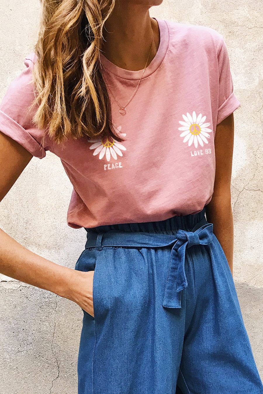 Tshirt Light Pink Délavé Personnalisable Daisy