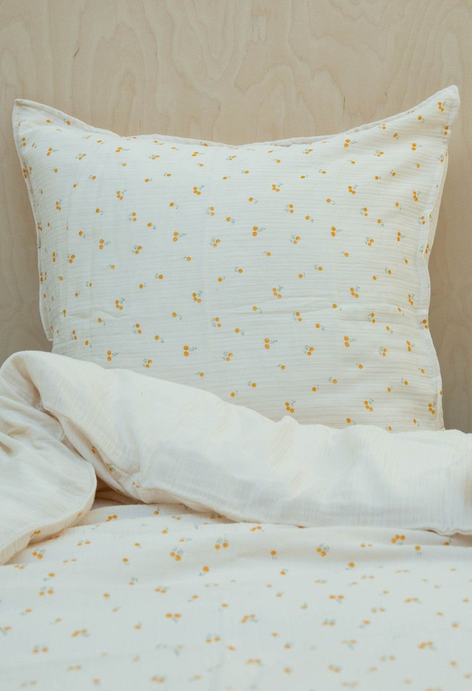 Parure De Lit 1 Personne Blossom Safran 140 X 200 Cm & 65 X 65 Cm