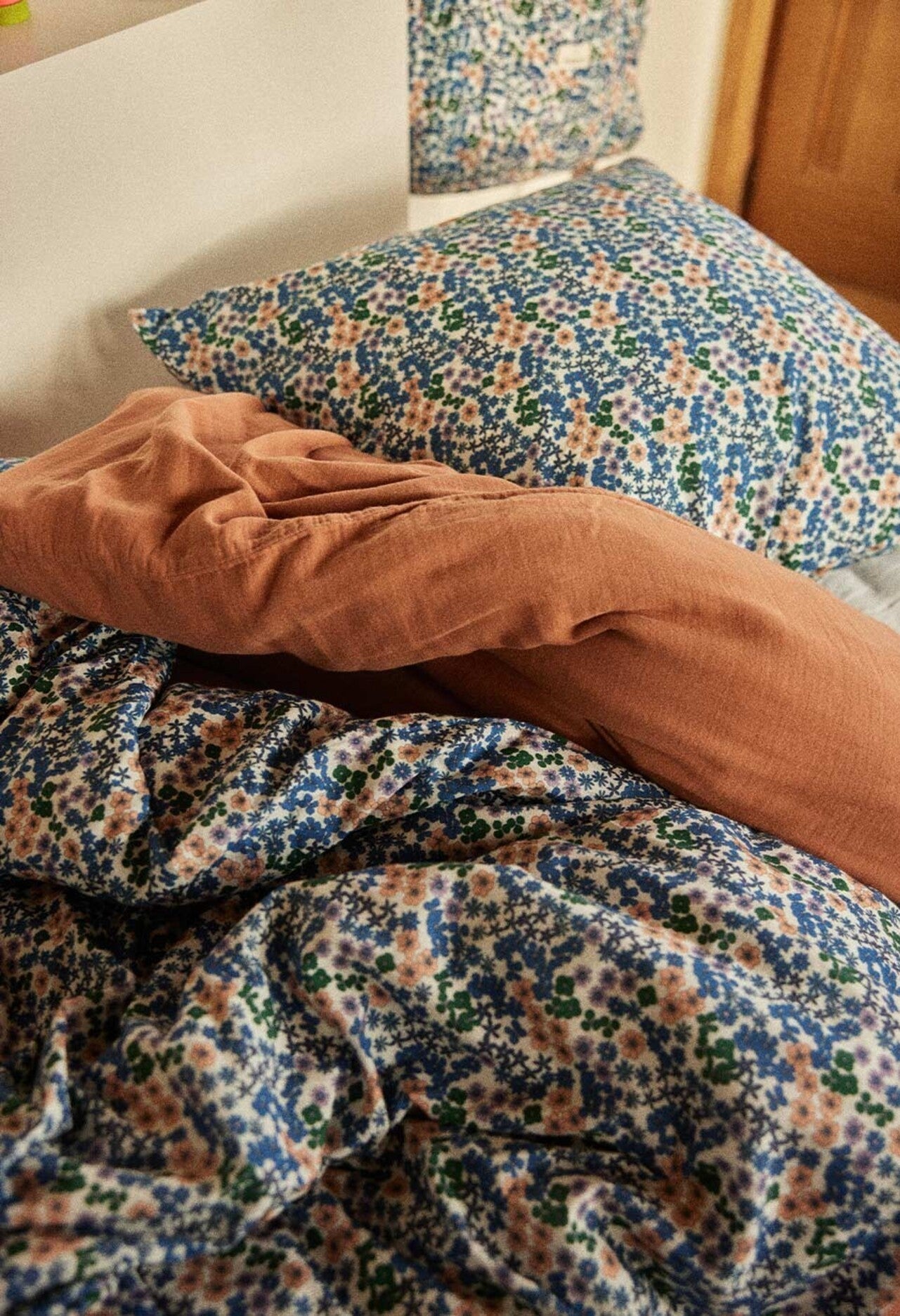 Parure De Lit 1 Personne Flower Azur 65 X 65 Cm