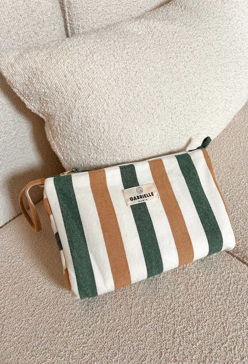 Pochette Avec Anse Rayures Emeraude