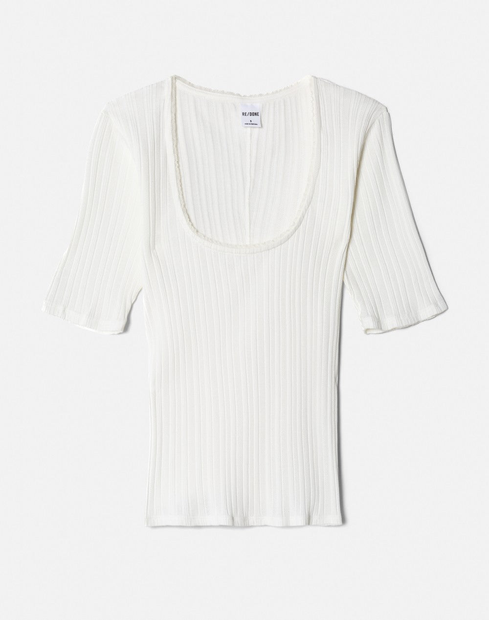 POINTELLE SCOOP NECK TEE