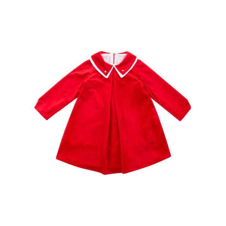 Apolline. robe en velours lisse rouge