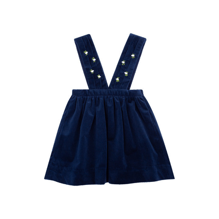 Maya. robe en velours lisse marine