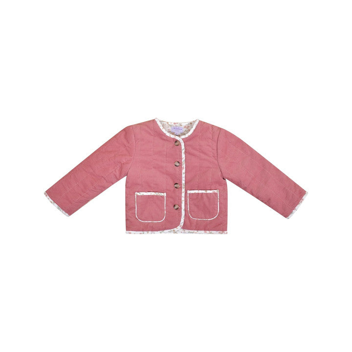 Sacha, veste fille, en velours côtelé rose Marsala